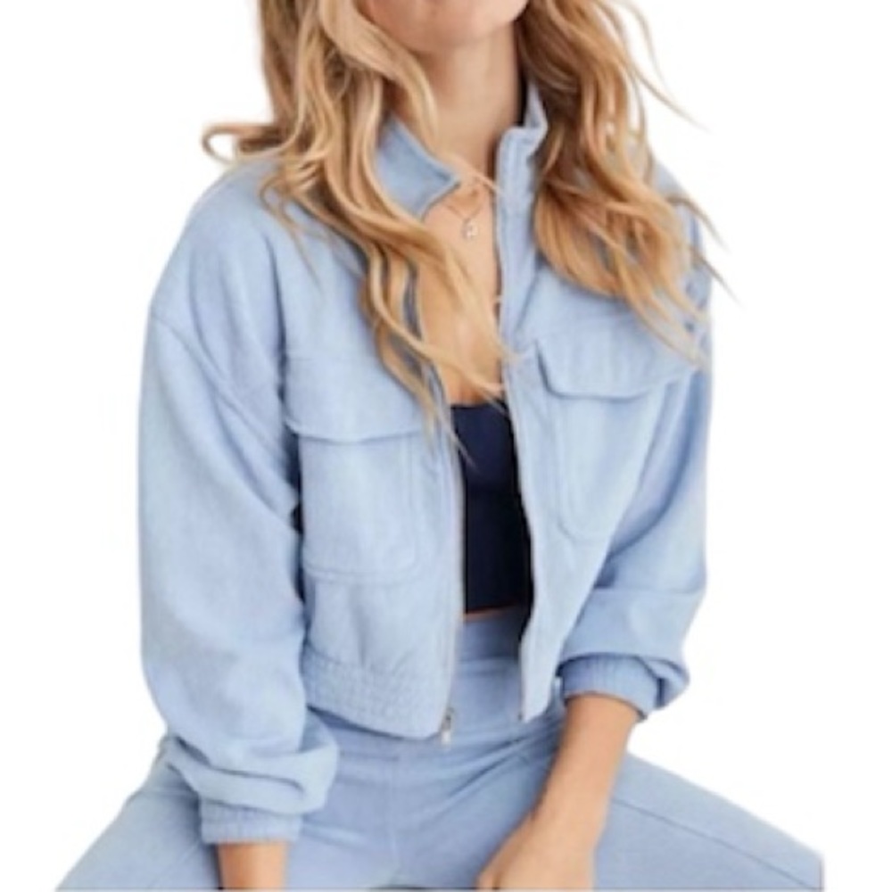 [Aerie] Groove-On Velour Crop Jacket
